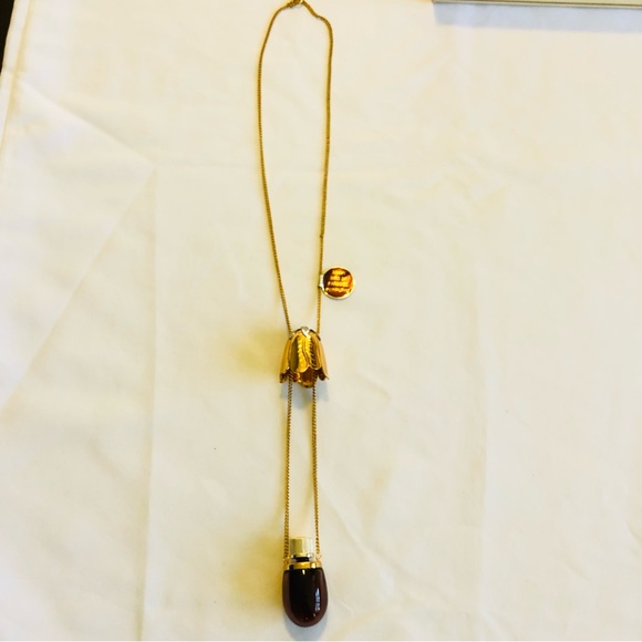 Avon Perfume Filled Eggplant Pendant Necklace Vintage Bird of Paradise Scent NWT - Picture 3 of 12